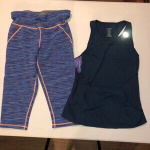 Sweaty Betty workout top bottom blue stretch size M